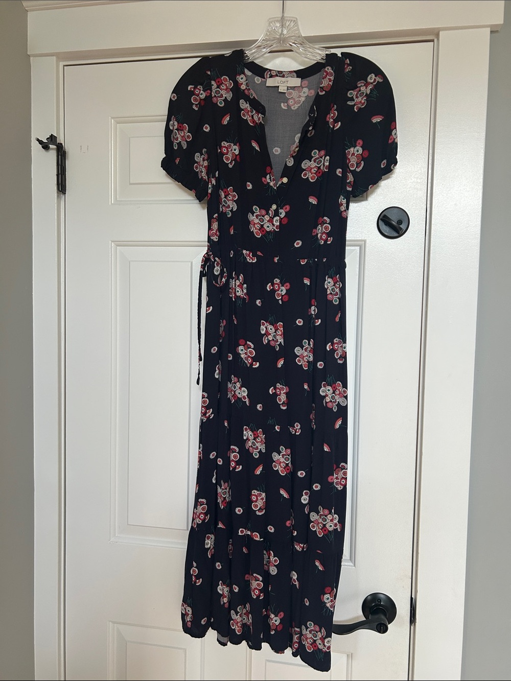 LOFT Navy Floral Wrap Maxi Dress